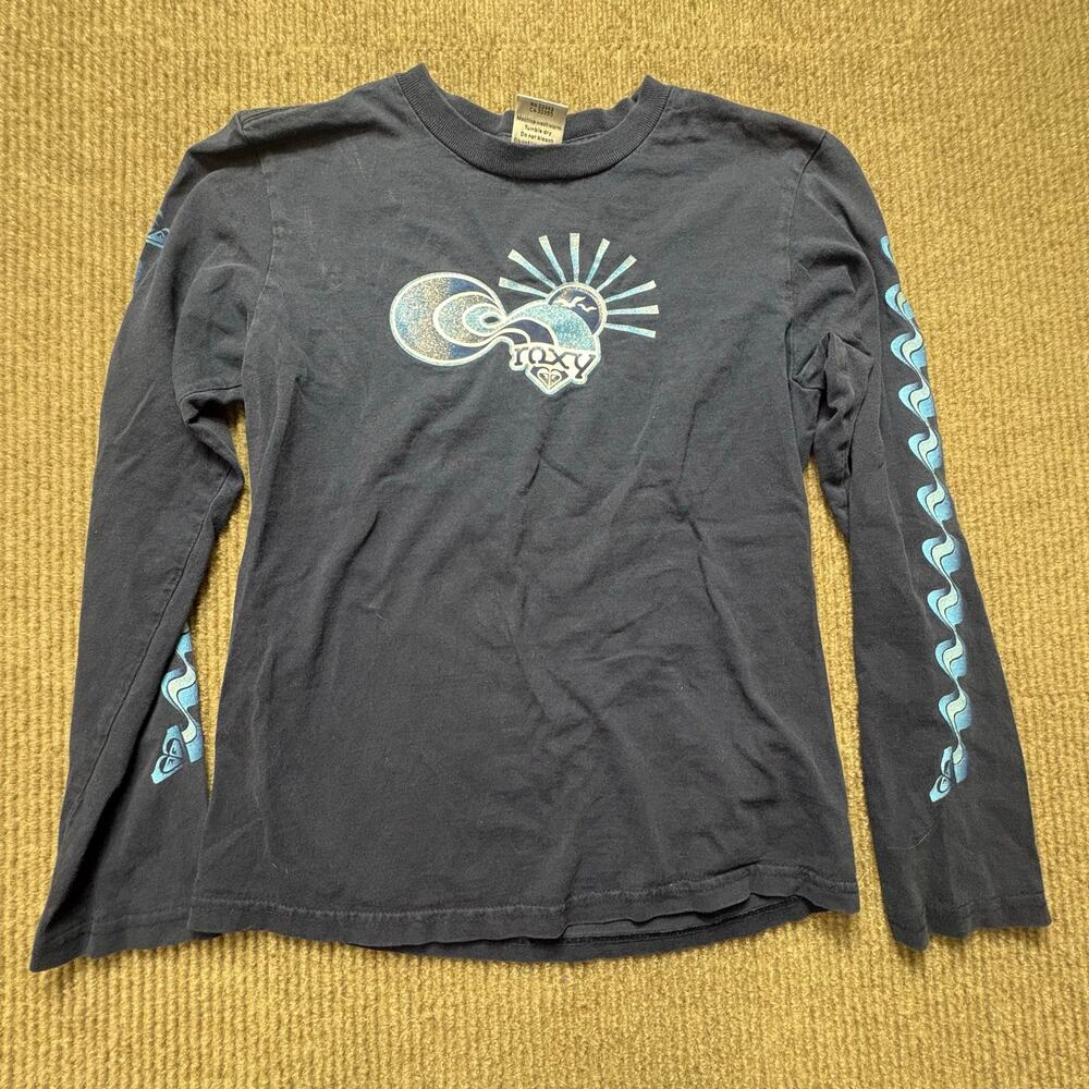 Vintage 90’s Y2K Roxy Quicksilver Long Sleeve Graphic Tee Size medium